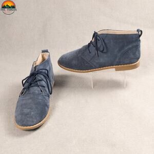 Cotton Traders Chukka Boots Blue Suede Lace-Up Round Toe Cottagecore Men's Sz 6